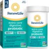 Renew Life Extra Care Digestive Probiotic Capsules, 50 Billion CFU Guaranteed, Daily Supplement Supports Immune, Digestive and Respiratory Health, L. Rhamnosus GG, Dairy, Soy and gluten-free, 60 Count 60 Count (Pack of 1)