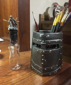 Design Toscano Knights Templar Helmet Pen Cup Desk Accessory Statue, 4 Inch, Polyresin, Pewter Finish Knight's Helmet 25 81kyrkYBy L