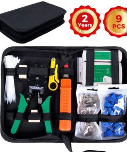 SGILE 9-in-1 Portable Crimping Tool Kit, 8P8C 6P6C 4P4C Connectors, RJ11/RJ12/RJ45 Cat5 Cat5e Network/Phone Cable Tester, Black 24 81kzGXhEeOL