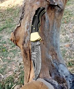 Alternative view of Best.Buy.Damascus1 Pocket knife Buffalo Horn Damascus knife, Pocket Knife For Men, 4pcs Knife Set, Folding Knife, With knife Sharpeners, Premium Quality gifts for men Black