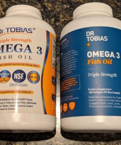 Dr. Tobias Omega 3 Fish Oil, 800 mg EPA 600 mg DHA Omega 3 Supplement for Heart, Brain & Immune Support, Absorbable Triple Strength Fish Oil Supplements - 2000 mg Per Serving, 180 Softgels 90 Servings 34 81l2kWHpyL