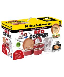 Alternative view of BulbHead Red Copper 10 PC Copper-Infused Ceramic Non-Stick Cookware Set