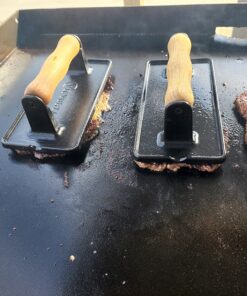 Victoria Rectangular Cast Iron Meat Press with a Wooden Handle, Preseasoned with Flaxseed Oil, Made in Colombia 8.3 x 4.4 Inch 37 81l5eCvzofL