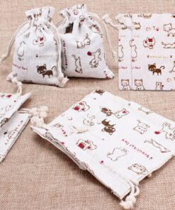 Amariver 24 Pcs Cute Cat Burlap Drawstring Bag Double Drawstring Linen Bags Reusable Linen Pouches, Perfect for Jewelry Pouch, Wedding Birthday Parties Favor, Gift/Candy Bags, Set of 24 14 81l6rFJr0nL