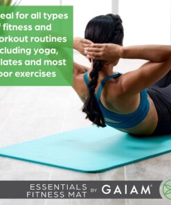 Gaiam Essentials Thick Yoga Mat Fitness & Exercise Mat with Easy-Cinch Yoga Mat Carrier Strap, 72"L x 24"W x 2/5 Inch Thick Teal 29 81l7V1vYdfL
