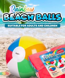12-Pack Rainbow Inflatable Beach Balls Bulk for Kids & Adults I Inflatable Pool Party Favors Swimming Pool Toys I Kids Beach Toys for Beach Games I Kids Summer Toys Water Balls I Toddler Pool Toys Set 31 81l9LVlx52L 1