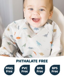 Alternative view of Tiny Twinkle Mess Proof Baby Bib, Full Sleeve Bib Outfit, Waterproof Bib for Toddlers, Machine Washable, Tug Proof Closure…… Small 6-24 Months Dinosaur