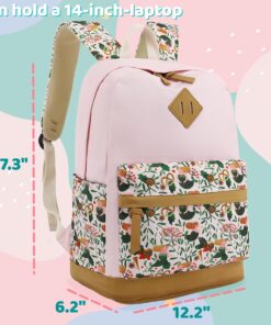 Leaper Girls Cute Floral Canvas Backpack Laptop Backpack Casual Shoulder Bag Satchel Daypack Black Black-floral 8 81lB5kidroL