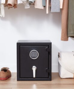 Amazon Basics Fire Resistant Security Safe with Programmable Electronic Keypad, 0.83 Cubic Feet, Black, 14.17"W x 12.2"D x 15.75"H 14 81lB8C0KpuL