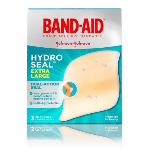 Band-Aid Brand Hydro Seal Adhesive Hydrocolloid Gel Bandages for Wound Care & Blister Relief, All Purpose Waterproof & Shower Proof Blister Pad, Sterile & Long-Lasting, Extra Large, 3 ct 3 Count (Pack of 1)