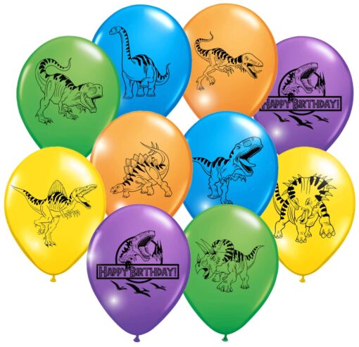 Dinosaur World Jurassic Style Birthday Balloons - Party Pack - 35 Large 12" Latex Balloons in Assorted Colors