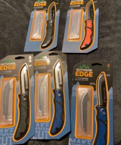 OUTDOOR EDGE 3.5" RazorLite EDC Knife. Pocket Knife with Replaceable Blades and Clip. The Perfect Hunting Knife for Skinning Deer. Blaze Orange with 6 Blades Orange (6 Blades) 40 81lCXFIb90L