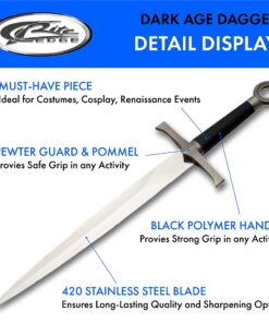Alternative view of Szco Supplies Medieval Dark Age Dagger black, 15.5 inches