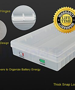 Foto&Tech AA AAA Battery Storage Box, Rechargeable Battery Storage Case Battery Holder Organizer Box Holds 46AA or 64AAA with Hinged Lid Charge Reminder Marking Non-Slip Bottom Sturdy Plastic Clear 12 81lDyR2NdfL 4
