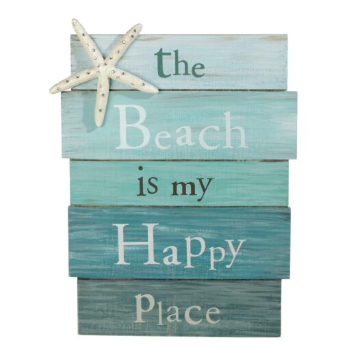 Grasslands Road Wall Starfish GR Beach is My Happy Place Plaque, Medium, White, Blue