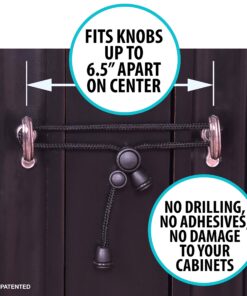 Kiscords Baby Safety Cabinet Locks for Knobs Child Safety Cabinet Latches for Home Safety Strap for Baby Proofing Cabinets Kitchen Door RV No Drill No Screw No Adhesive (Black) 22 81lGRu4aiIL