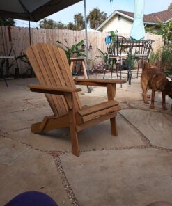 Best Choice Products Folding Adirondack Chair Outdoor Wooden Accent Furniture Fire Pit Lounge Chairs for Yard, Garden, Patio w/ 350lb Weight Capacity - Brown Natural 52 81lICEdywfL