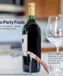 Hicoup Wine Opener - Professional Corkscrews for Wine Bottles w/Foil Cutter and Cap Remover - Manual Wine Key for Servers, Waiters, Bartenders and Home Use - Classic Rosewood 30 81lJYkOirwL