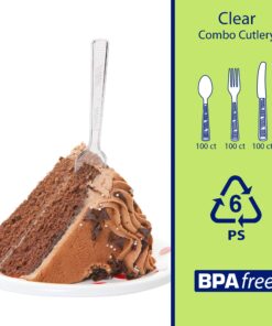 Party Dimensions Plastic 300 Count Cutlery Combo Box, Clear, Combo Box, Clear 300 Count 21 81lRXsSWmyL