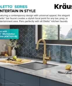 KRAUS Oletto Single Handle Kitchen Bar Faucet with QuickDock Top Mount Assembly in Brushed Brass, KPF-2600BB, 12 1/2 Inch 13 81lSEPpzDPL