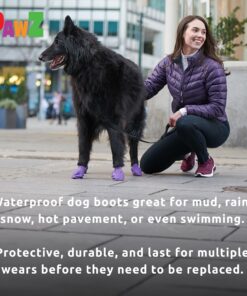 PawZ Rubber Dog Boots for Paws 4" and Up, 12 Pack - All-Weather Dog Booties for Hot Pavement, Snow, Mud, and Rain - Waterproof, Anti Slip Dog Socks - X-Large, Black 15 81lTE VllHL