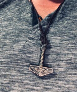 Norse Tradesman Thor's Hammer Necklace - Solid Brass Mjolnir Pendant with Adjustable Genuine Leather Cord 37 81lU2P4c2lL