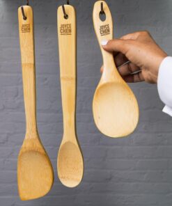 Joyce Chen Burnished Bamboo Wok Utensils, 3-Piece Stir Fry Set 3 inch 3 piece 9 81lUTDNb2L