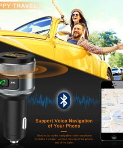 IMDEN Bluetooth 5.0 FM Transmitter for Car, 3.0 Wireless Bluetooth FM Radio Adapter Music Player FM Transmitter/Car Kit with Hands-Free Calling and 2 USB Ports Charger Support USB Drive black 33 81lW9RafeqL