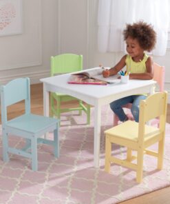 Alternative view of KidKraft Nantucket Kid's Wooden Table & 4 Chairs Set with Wainscoting Detail, Pastel, Gift for Ages 3-8 Classic