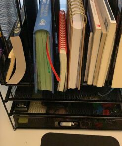 Marbrasse Desk Organiser Drawer, 4-Tier Mesh Desk File Organiser,5 Vertical File Holders and 2 Pen Holders, Multifunction Desktop Organizer,Desk Organizers and Accessories for Home Office Mesh Vertical File Folder - 01 32 81lXG2nWQ8L