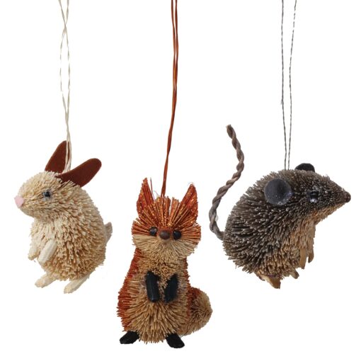 GALLERIE II Cute Mouse Fox & Rabbit Christmas Xmas Ornament A/3 Natural