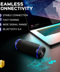 TREBLAB HD77 - Wireless Bluetooth Speaker - 30W Stereo, 20H Battery, IPX6 Waterproof, TWS Mode, Portable Speaker with Shockproof/Dustproof Body, Black 28 81lY0RCZKVL