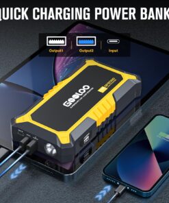 GOOLOO New GP2000 Jump Starter 2000A Car Starter Battery Pack (Up to 8.0L Gas, 6.0L Diesel Engine),12V Car Battery Charger Jumper Starter, Supersafe Portable Lithium Jump Box with USB Quick Charge yellow 25 81lYtSLnEbL