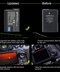 LP EN-EL15 EN EL15a Battery Rechargeable, Charger Compatible with Nikon D7500, D7200, D7100, D7000, D850, D750, D500, D810a, D810, D800e, D800, D610, D600 & More 14 81lYwL5eoAL