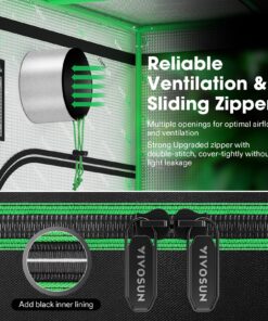 VIVOSUN S558 5x5 Grow Tent, 60"x60"x80" High Reflective Mylar with Observation Window and Floor Tray for Hydroponics Indoor Plant for VSF6450 60"x60"x80" Black 41 81lbIFxT GL 3