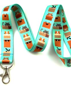 Cat Themed Lanyard Key Chain Id Badge Holder (Cats In Boxes) Cats in Boxes