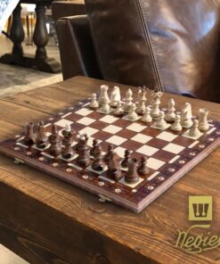 Wegiel Handmade European Ambassador Chess Set - Wooden 21 Inch Beech & Birch Board with Felt Base - Carved Hornbeam & Sycamore Wood Chess Pieces Ambassador - Brown 65 81lfZpy1BFL