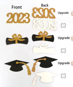 YuBoBo 2023 Graduation Cupcake Toppers, 48 PCS Food/Appetizer Picks For Graduation Party Mini Cake Decorations, Diploma, 2023, Grad Cap Set 48 Pieces (Gold) Gold 24 81lg6TcO1cL