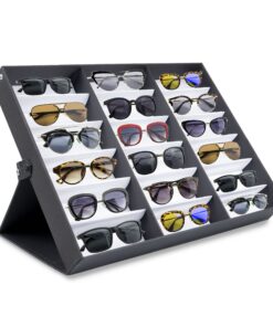 Prosource 18 Slot Sunglasses Organizer Box Stand Display Case/Tray, Fabric Lined & Snap Close, black 21 81lgzYgWd S 1