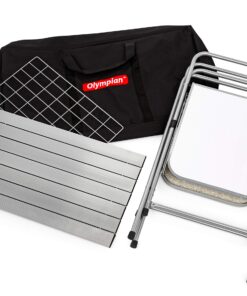 Camco Olympian Deluxe Portable Grill Table | Provides Plenty of Room for Grilling Gear | Ideal for Picnics, Camping, Boating, Tailgating, and Backyard BBQs | (57293) Silver Camping Grill Table 40 81ljEvty3rL
