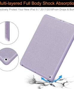 Soke iPad 6th/5th Generation Case with Pencil Holder, Smart iPad 9.7 inch Cases Trifold Stand with Shockproof Soft TPU Back Cover and Auto Sleep/Wake Function for Apple iPad 2018/2017, Violet 56 81ljZ65tWgL