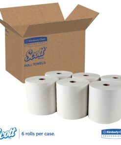 Scott 01005 Hard Roll Towels, 1.5" Core, 8" x 1000ft, Recycled, White (Case of 6 Rolls) 7 81lk SwyIML