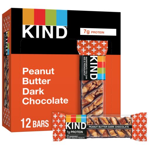 KIND Bars, Peanut Butter Dark Chocolate, Healthy Snacks, Gluten Free, 12 Count 1.4 Ounce (Pack of 12)