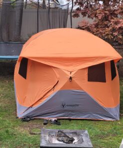 Gazelle Tents T4 Hub Tent, Easy 90 Second Set-Up, UV Resistant, Removable Floor, 4-Person, Orange, 78"x 94" x 94" 22272 T4 Orange/Grey 52 81lmckOryL