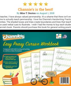 Channie’s Easy Peasy Cursive Handwriting Workbook for Kids, Tracing & Cursive Writing Practice Book, 80 Pages Front & Back, 40 Sheets, Grades 1st – 3rd, Size 8.5” x 11” 14 81lmoAGk3bL