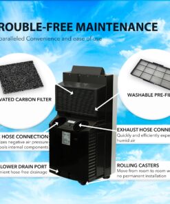 Whynter ARC-14S 14,000 BTU Dual Hose Portable Air Conditioner with Dehumidifier and Fan for Rooms Up to 500 Square Feet, Includes Storage Bag, Platinum/Black, AC Unit Only 47 81loUPYXXjL