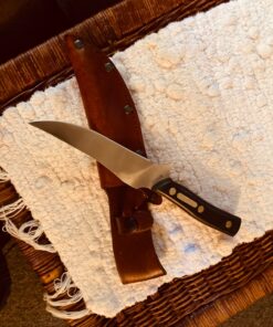 Old Timer 15OT Deerslayer 10.5in High Carbon S.S. Full Tang Fixed Blade Knife with 5.6in Clip Point Blade, Black Sawcut Handle, and Leather Belt Sheath for Hunting, Camping, Skinning, EDC, and Outdoor 15OT Deerslayer (Box) 28 81lqMi58wBL