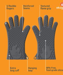 Jolly Green Products Ekogrips Premium Heat-Resistant BBQ Gloves for Cooking and Meat Handling, Kitchen Oven Gloves, Fireplace Accessory, Campfire Gloves, BBQ Mitt, Dishwashing Gloves (Orange, L/XL) Orange 28 81lqg569ZKL 1