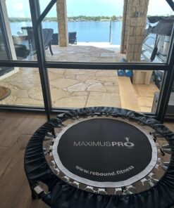Maximus PRO Folding Rebounder USA | Voted #1 Indoor Exercise Mini Trampoline for Adults with Bar | Fitness & Weight Loss| Free Storage Bag, Resistance Bands, Online & DVD Workouts | Already Assembled 23 81lqqTLCwTL