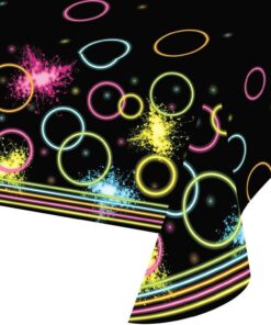Alternative view of Creative Converting 318135 All Over Print Plastic Tablecover, 54 x 102, Glow Party 1